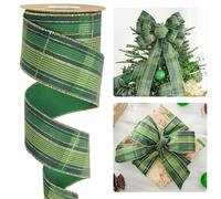 HUIHUANG Green Tartan Plaid Wired Ribbon 2-1/2" Continuous 10 Yards