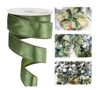 HUIHUANG Green Velvet Ribbon Wired 1-1/2 inch, Moss Green Velvet Ribbon for Gift Wrapping, Christmas Tree, Bows, Wreaths, Garland, Wedding Decor, Home Decor, Crafts-Continuous 10 Yards/Roll