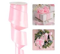 HUIHUANG Pink Satin Wired Ribbon 2.5 inch Light Pink Double Sided Satin Wire Ribbon for Easter Bows, Gift Wrapping, Wreaths, Garland, Home Decor, Crafts, Christmas Tree Bows-Continous 10 Yards