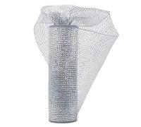 HUIHUANG Silver Deco Mesh Decorative Mesh Ribbon 10 inch Rolls, Deco Poly Mesh with Metallic Silver Foil for Christmas Wreaths Supplies, Swags, Tree Decoration, Wedding, Garland and Bows