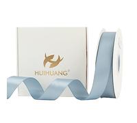 HUIHUANG Slate Blue Satin Ribbon 1 inch x 50 Yards Double-Faced Polyester Ribbon Blue Silk Satin Ribbon for Gift Wrapping, Wedding Invitations, Hair, Bows Making, Wedding Holiday Decor
