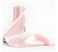 HUIHUANG Solid Color Satin Ribbon 4 inch Wide Light Pink Thick Fabric Ribbon Double-Faced Satin Ribbon for Wedding Chair Sash Large Bows Making Party Decor Dress Sash Sewing Crafts-10 Yards/Roll