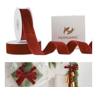 HUIHUANG Velvet Ribbon 1 inch Rust Red Double-Faced Thick Velvet Ribbons Rust Ribbon for Christmas Tree Ornaments, Gift Wrapping, Wreath Decor, Bows, Crafts, Wedding Decor- 10 Yards