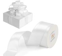 HUIHUANG White Satin Wired Ribbon 1-1/2 inch White Double-Faced Satin Wire Ribbon for Bows Making, Wreaths, Gift Wrapping, Holiday Home Decor, Crafts, Christmas Tree Bows-Continous 10 Yards