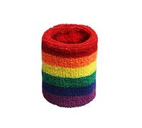 huihuay Women Men Sports Wristbands Towel Sweatband Rainbow Colorful Stripes Breathable Bracers Running Badminton Wrist Support Wrap