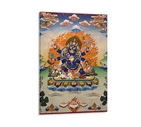 HUIHUO Mahakala Thangka Wrathful Tibetan Buddhist Poster Gifts Canvas Painting Poster Wall Art Decorative Picture Prints Modern Decor Framed-unframed 12x18inch(30x45cm)