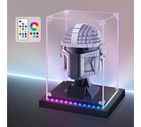 Huijintao Acrylic Display Case with RGBW Color Changing LED Light, Clear Display Box for Memoribilia Action Figures, Self-Assembly Dustproof Showcase with Black Base, 7.9x7.9x9.8inch