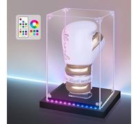 Huijintao Acrylic Display Case with RGBW Color Changing LED Light, Clear Display Box for Memoribilia Action Figures, Self-Assembly Dustproof Showcase with Black Base, 8.7x7.1x13inch