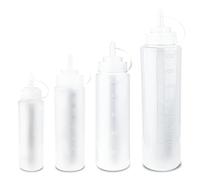 HuiJinXin 3 Pcs Squeeze Bottles with Caps, 350ml/12oz Plastic Sauce Bottles, Squeezy Condiment Sauce Bottle with Measurements, Reusable Squeeze Dispensers for Ketchup Syrup BBQ Mustard Salad Dressing