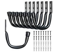 HuiJinXin 8 Pcs Garage Hooks for Hanging Heavy Duty Wall Hooks for Hanging, Ladder HooksShed Hook Wall Mounted, Garage Hanger Brackets Holder Hook for Garden Tools Bike Hose Indoor Outdoor Use
