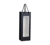 HUIJIQX 10-20pcs Kraft Paper Bag Oblong Shape Wine Gift Bag Carry Cord Pack Red Wine Contrast Color Translucent Visible Gift Bag for Champagne(Black,20pcs)
