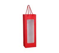 HUIJIQX 10-20pcs Kraft Paper Bag Oblong Shape Wine Gift Bag Carry Cord Pack Red Wine Contrast Color Translucent Visible Gift Bag for Champagne(Red,10pcs)