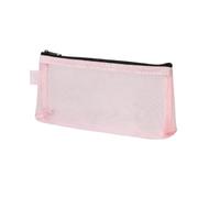 HUIJIQX 1Pc Simple Transparent Portable Mesh Pencil Case Pen Bag Office Student Pencil Cases School Supplies Pen Box Bill Storage Bag(Pink)