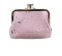 HUIJIQX 2PCS Coin Purse Flowers Printed Double Layer Hasp Small Wallet Women Lady Clutch Bags Fashion Handbags(Pink)