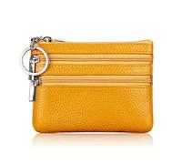HUIJIQX Fashion Leather Women Wallet Clutch One/Two Zip Female Short Small Coin Purse Design Soft Mini Card Cash Holder(2 Zip-Yellow)