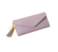 HUIJIQX Fashion Women Wallets Simple Zipper Purses Black White Gray Red Long Section Clutch Wallet Soft PU Leather Money Bag(Purple 1)