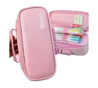 HUIJIQX Large Capacity School Case Password Lock Pencilcase Solid Color Pencil Case Durable Pencil Box Portable Pen Holder School Statio(Pink-Solid Color)