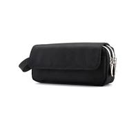 HUIJIQX Pen Storage Bag Pencil Case 2 Layer Large Capacity Cosmetic Study Supplies Simple Student Stationary Boxes(Black A)