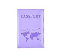 HUIJIQX PU Leather Card Case Cover Simple Fashion Passport Cover World Thin Slim Travel Passport Holder Wallet Gift(Light Purple)