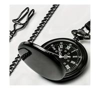 HUIJIQX Simple Vintage Pocket Watch Round Hanging Chain Watch Quartz Watch Solid Color Alloy Pendant Bag Accessories(Black)