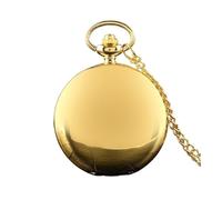 HUIJIQX Simple Vintage Pocket Watch Round Hanging Chain Watch Quartz Watch Solid Color Alloy Pendant Bag Accessories(Gold)
