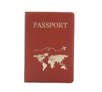 HUIJIQX The World Map Passport Cover Hot Stamping Simple Plane Women Men Travel Passport Case Holder Fashion Wedding Gift(B Dark Khaki)