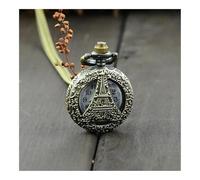HUIJIQX Vintage Steampunk Quartz Necklace Carving Pendant Chain Clock Pocket Watch Steampunk Copper Vintage Hollow Out Analog Watch(1pc Eiffel Tower)