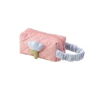HUIJIQX Women's Tulip Flowers Pouch Large Capacity Travel Cosmetic Bag Corduroy Zipper Bags Portable Storage Make Up Organizer(Pink Wrist Bag)