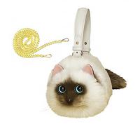 HUIJUFU Realistic Puffy Plush Cat Shaped Crossbody Handbag for Women (Siamese cat)