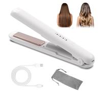 HUIJUTCHEN Cordless Hair Straightener, Mini Travel Flat Portable Wireless Rechargeable 2 in 1 Straightener and Curler Styling Tools Quick Heat Up & 4 Temp Adjustable Present for Women Christmas(White)