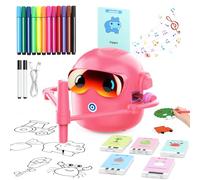 HUIJUTCHEN Drawing Robot for Boys Girls, Educational Drawing Machine Voice Interaction Draw Learning Machine with 100 Word Cards & 12 Color Pens Present for Boys Girls Birthday Christmas (Rose)