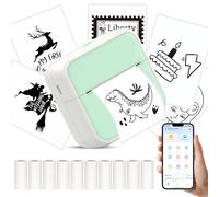 HUIJUTCHEN Mini Pocket Printer for iPhone/Android, Portable Mini Sticker Printer with 10 Rolls Non-Sticky Thermal Papers, Blue-Tooth Thermal Mini Printer for Journal Memo Notes (S1-Green)