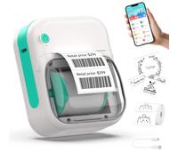 HUIJUTCHEN Mini Pocket Printer Portable Thermal Photo Printer with 10 Rolls Printing Paper for Android or iOS APP, Bluetooth Inkless Printer Labler Maker (abel Maker-White)