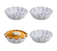 HUIKANGSHENG 4 Pcs Large 4.5 Inch Ensaymada Mold, Bibingka & Torta Molds Set - Extra Large Round Cake Pan with Wave Edge for Traditional Filipino Desserts (Non-Stick, Perfect for Ensaymada)