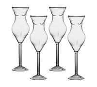HUIKJI 4Pcs Novelty Wine Glasses,Naked Women Cocktail Glass Crystal Whiskey Glass Transparent Human Body Cup Creative Unique Sexy Beauty Body Shaped Cup for Home Party Bar