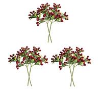 HUIKJI 6Pcs Artificial Christmas Fruit Stem,Plant Holly Branch Fruit Picks, Artificial Foam Branch, Black Berry Picks Christmas for Home Decor 13.8in