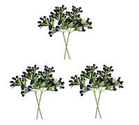HUIKJI 6Pcs Artificial Christmas Fruit Stem,Plant Holly Branch Fruit Picks, Artificial Foam Branch, Black Berry Picks Christmas for Home Decor 13.8in