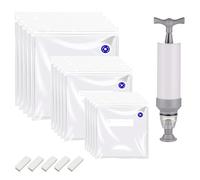 HUIKJI Reusable Vacuum Sealer Bags with Sealing Clips and Vacuum Pump for Food Preservation