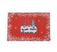 HUIKJI Set of 4 Christmas Gnome Place-mats,Christmas Table Mats for Dining Table Christmas Table Decorations Non-Slip Washable Place Mats for Family Dinners Party Supplies