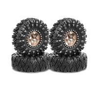 HUIKREW RC Car Tyre For Axial For SCX10 90046 UTB18 For TRX4 10 Pro 1/10 1.9 Mud Tires Set Offset -10.3mm Beadlock Wheel Rim RC Crawler Car Parts Replacement(Yellow)