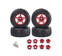 HUIKREW RC Car Tyre For Traxxas For Slash For Arrma For Senton For Vkar Sctx10 For Hpi 4Pcs 109mm 1/8 1/10 Tire With 12mm 14mm 17mm Wheel Hex RC Car Parts(Red)
