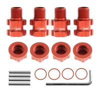HUIKREW RC Cars Toys For Arrma 3S For Granite Mega For Senton Bigrock For Typhon 1/10 4PCS Wheel Hex Hubs Adapter 14mm To 17mm 10mm Widen Off-Road RC Car Parts(Red)
