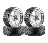 HUIKREW RC Cars Toys For HW Matchbox Domeka 1/10 4PCS 12MM Connector AlloAy Wheels Rubber Tires RC Diecast Car Model Off Road Parts(Silver)