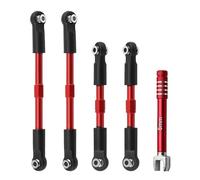 HUIKREW RC Repairs Accessories For Arrma For Gorgon 4x2 For Vorteks 2wd Fury Mega 550 Quake 1/10 Metal Turnbuckles Camber Links Toe Set Linkage Parts(Red)