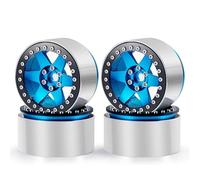 HUIKREW RC Repairs Accessories For Axial For Wraith For SCX10 90046 D90 CC01 For TRX4 For TRX6 1/10 Beadlock Wheels Rim 4PCS Metal Wheel Hub 1RC Crawler Car(Blue 35mm)