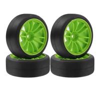 HUIKREW RC Repairs Accessories For TT01 For TT02 XV02 XV01 PTG2 A959 1/10 Drift Tires And Plastic Wheels Rims 12mm Hex Road Touring For Street Car RC(Green)
