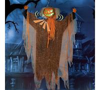 HUIKUANGEU Hanging Ghosts,Luminous Rotating Pumpkin Head,Hanging Pumpkin Ghost with Sound,Horror Pumpkins with Pumpkin Head,Hanging Decoration for Halloween