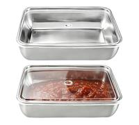 HUILATE 2Pcs Bread Tin, Stainless Steel Roasting Tin with a Lid, Large Bread Loaf Tins, Large Baking Roasting Rust Resistant Oven Dishwasher Mould for Banana BreadCake Lasagna Brownies