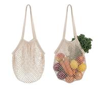 HUILATE 2Pcs Grocery String Bags, Woven Portable Net Bag Cup Cover, Long Handle Lightweight Grocery Shopping Bag for Storage Outgoing Travel Vegetables Fruit Farmers Market Shopping
