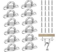 HUILATE 8Pcs Stainless Steel Pad Eye Plates Heavy Duty Marine U-Hooks with 16 Screws & Plastic Plugs Marine Grade U-Hooks Wall & Ceiling Hardware for Boat, RV, Garage & Outdoor Use